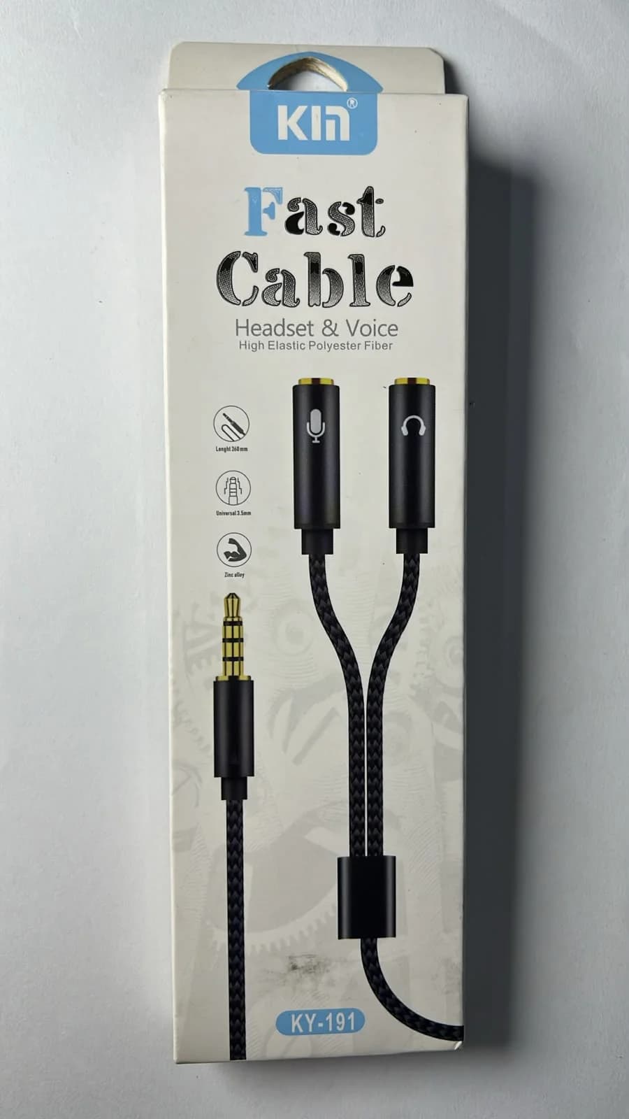 Cable Adaptador Divisor de Audio y Micrófono 3.5 mm Kin KY-191 – Negro