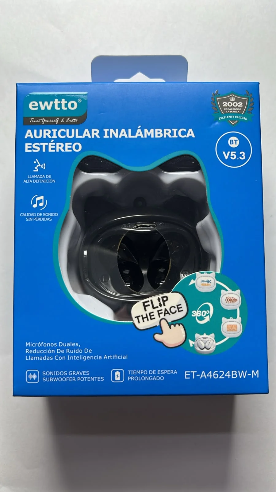 Audífonos Inalámbricos EWTTO ET-A4624BW-M – Bluetooth 5.3, Micrófonos Duales y Estuche de Carga