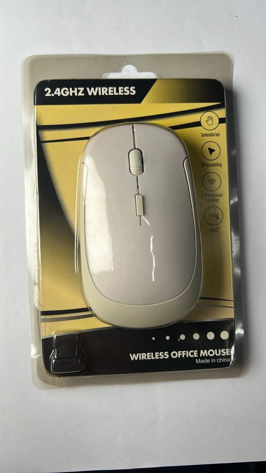 Mouse Inalámbrico 2.4 GHz 1600 DPI con Receptor USB – Blanco