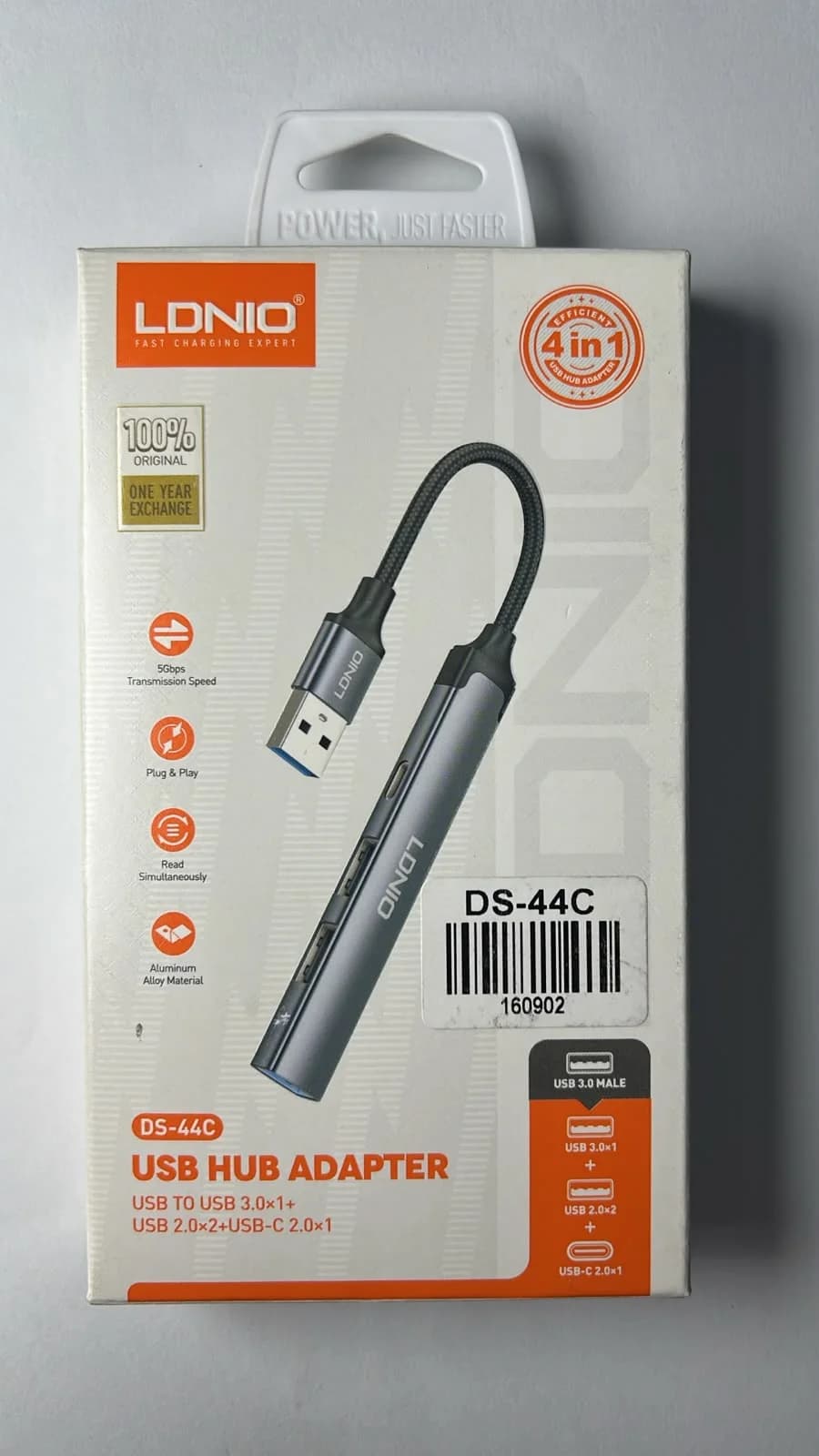 Hub USB 4 en 1 LDNIO DS-44C – USB 3.0 y USB-C