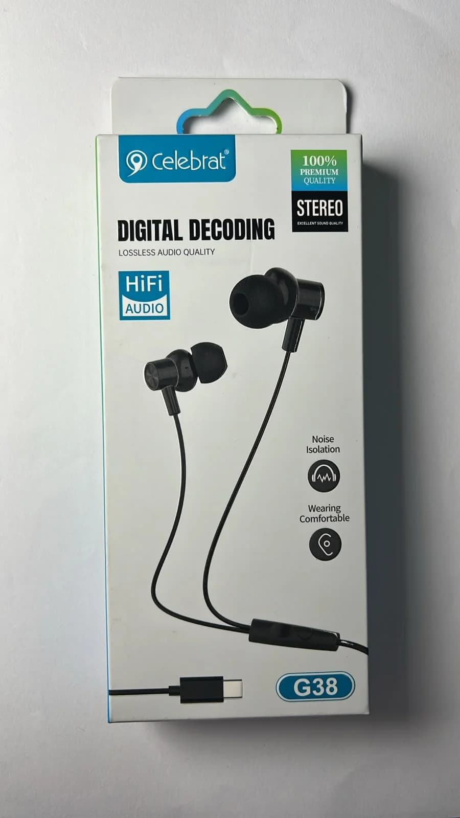 Audífonos Celebrat G38 HiFi Estéreo USB-C con Micrófono – Negro