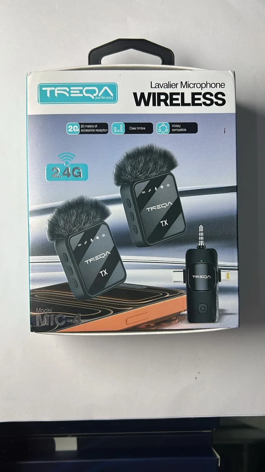 Micrófono Inalámbrico TREQA MIC-4 Doble 2.4 GHz – USB-C, Lightning y 3.5 mm