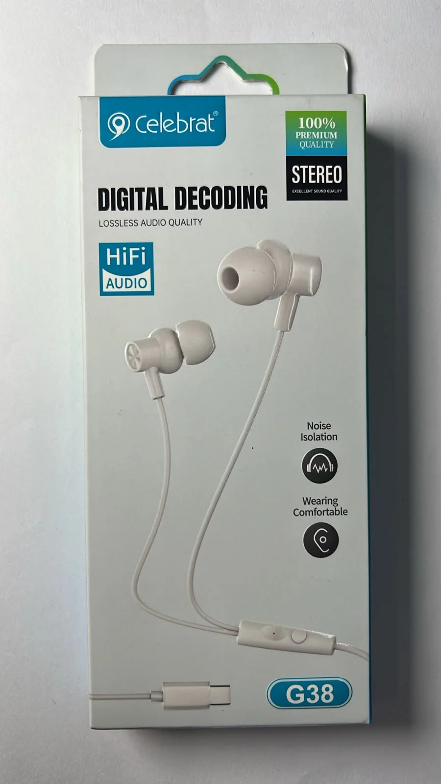 Audífonos Celebrat G38 USB Tipo C con Micrófono – Blanco