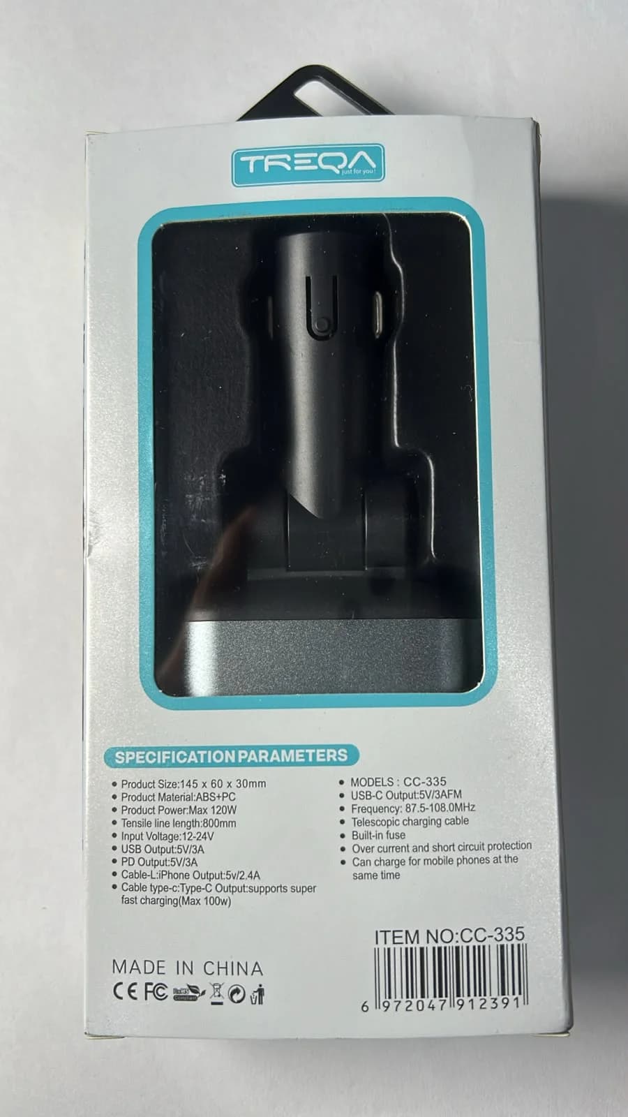 Transmisor FM y Cargador para Carro TREQA CC-335 120W