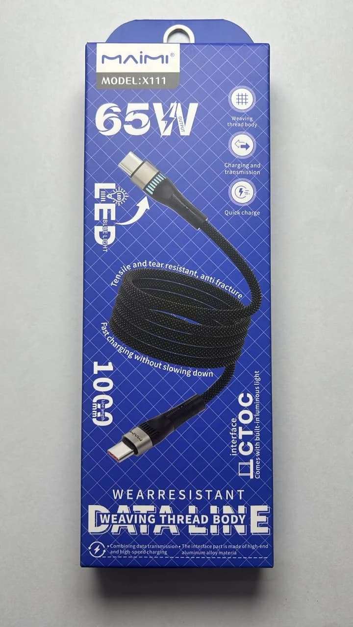 Cable MAIMI X111 USB-C a USB-C 65W 1 metro
