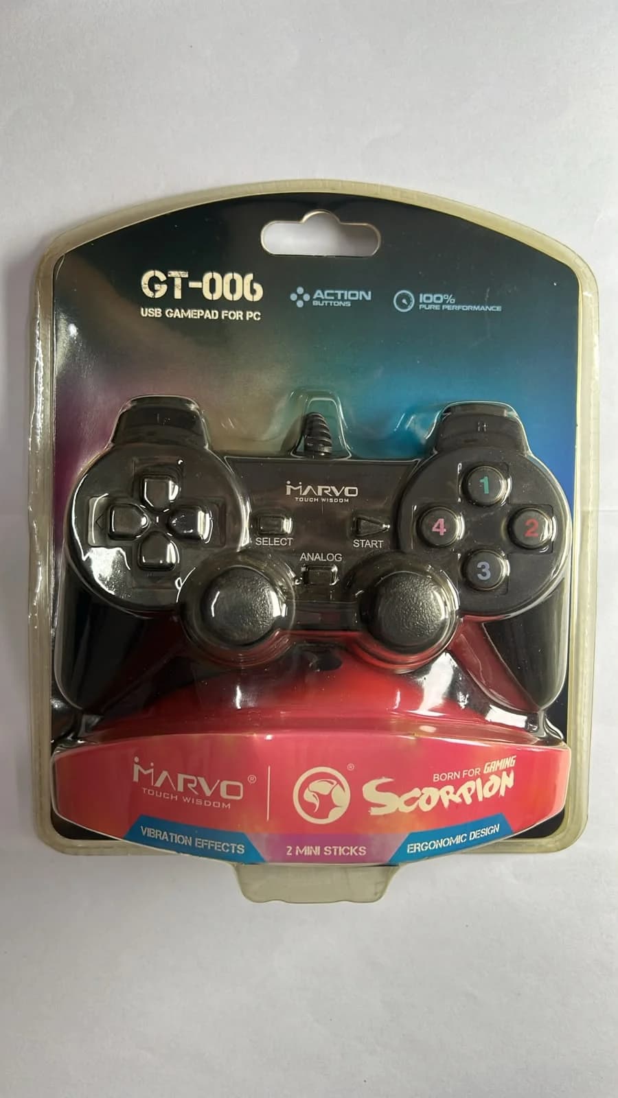 Control USB para PC Marvo Scorpion GT-006 Negro con Vibración