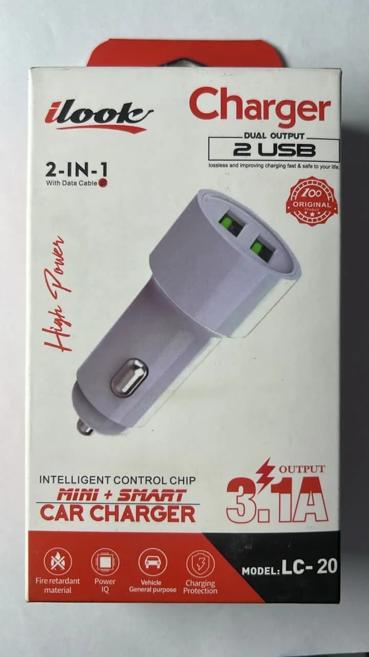 Cargador para Carro iLook LC-20 Dual USB 3.1A