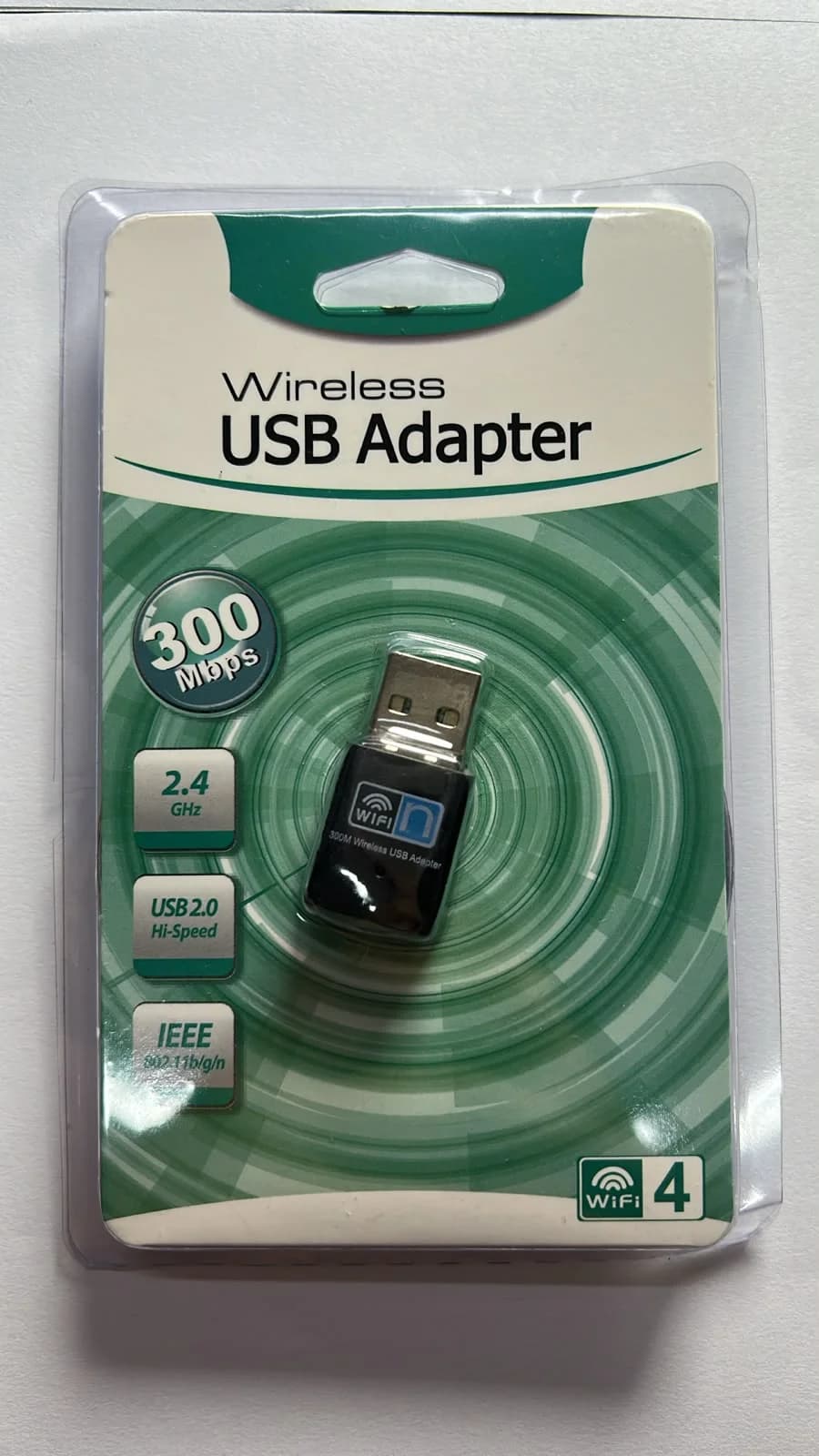 Adaptador WiFi USB 300Mbps 2.4GHz Wireless N para PC y Laptop