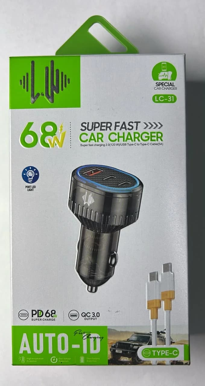 Cargador para Carro L&W LC-31 68W PD + QC 3.0