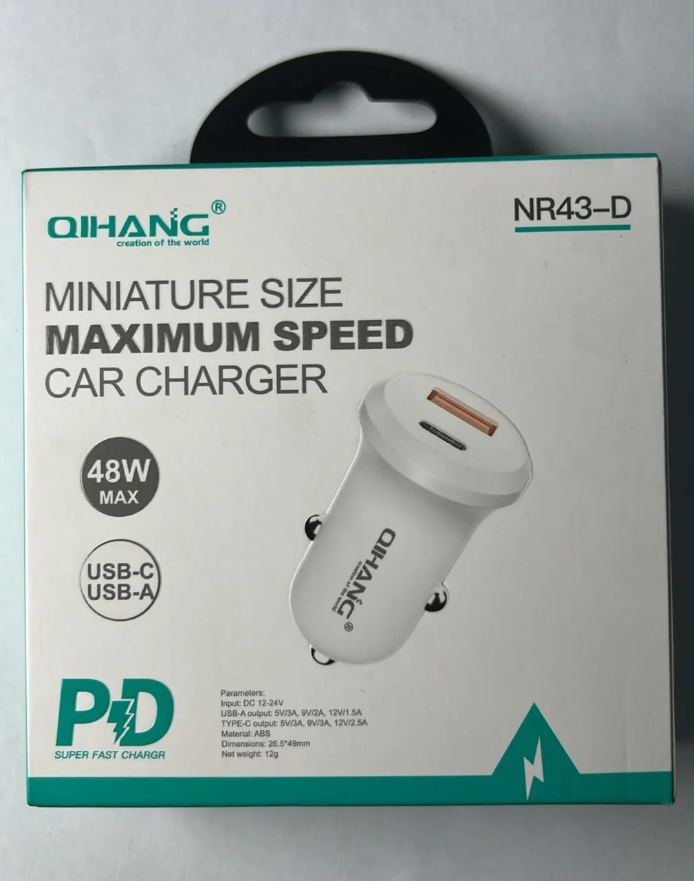 Cargador para Carro QIHANG NR43-D 48W USB-C PD + USB-A