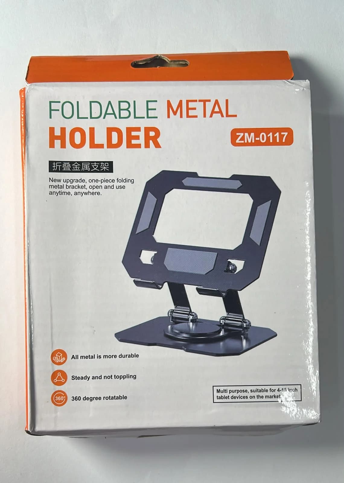 Soporte Metálico Plegable Giratorio 360° para Celular y Tablet ZM-0117