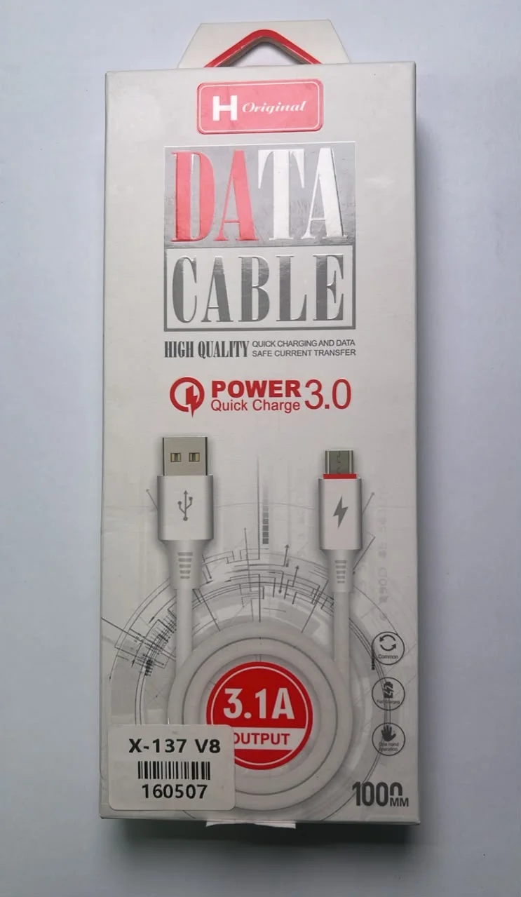 Cable Micro USB H Original X-137 V8 3.1A 1 metro