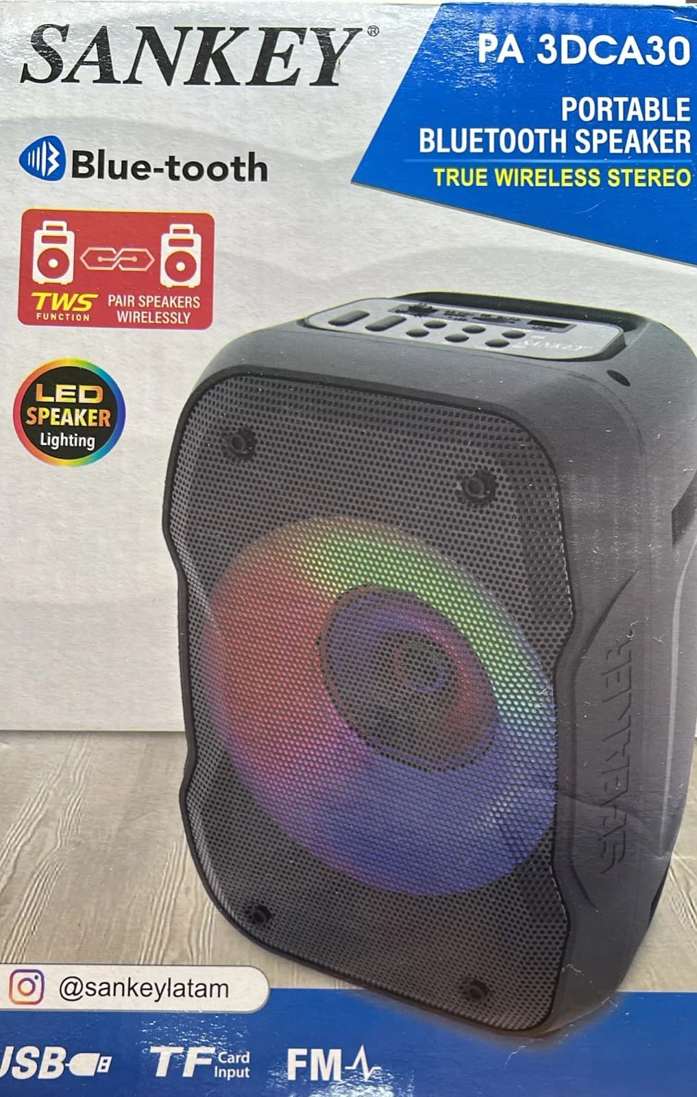 Parlante Bluetooth Sankey PA-3DCA30 con Luces LED RGB y TWS