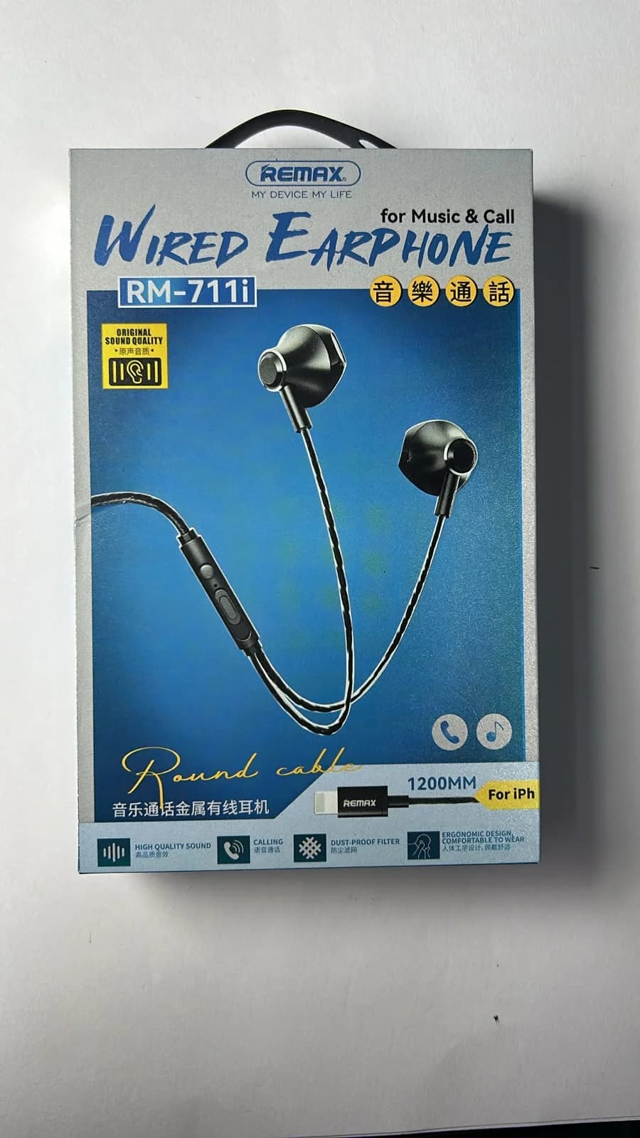Audífonos Remax RM-711i Lightning para iPhone con Micrófono – Color Negro